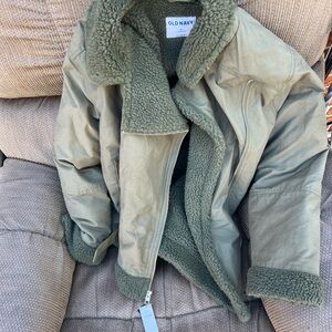 Old Navy Green Sherpa-Lined Jacket